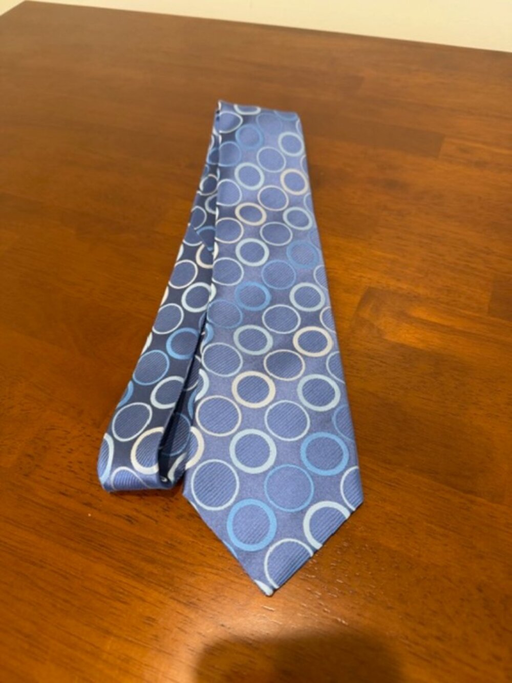 BCBG Geometric Circular Print Blue Tie